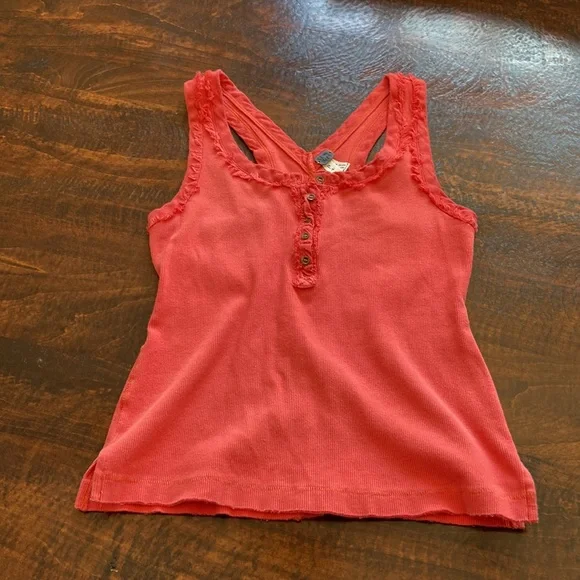 Free People We the Free Time Out Henley Tank Coral Size Small - Picture 5 of 13